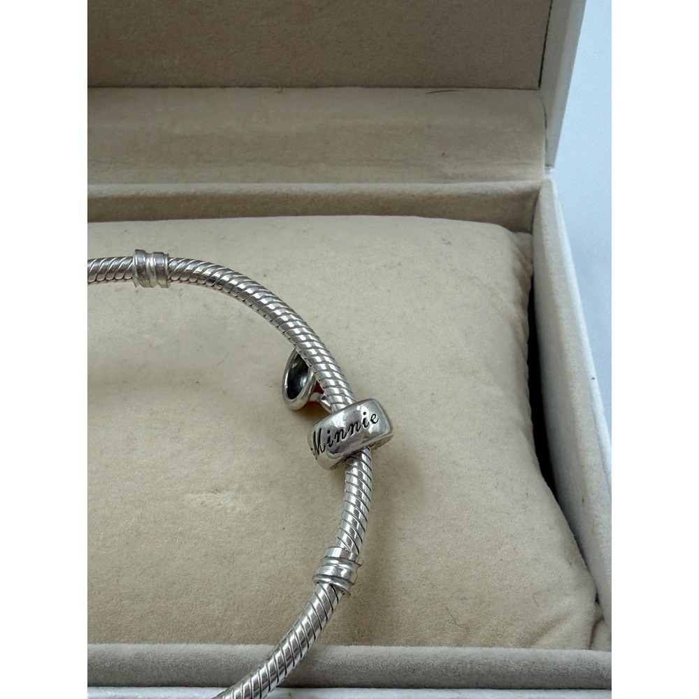 Pandora Disney Parks Silver Bracelet with Minnie Mouse Ear Hat Charm & Box - Picture 6 of 9